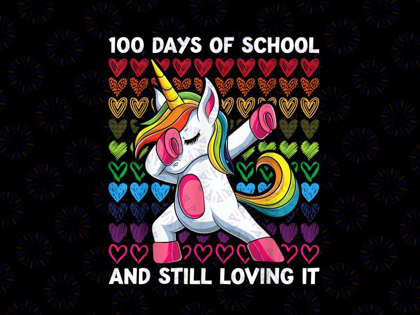 Dab 100 Days Of School PNG, Dabbing Unicorn Girl Png, 100th Magical Days Png, Unicorn Png, 100th Day Of School Celebration Png