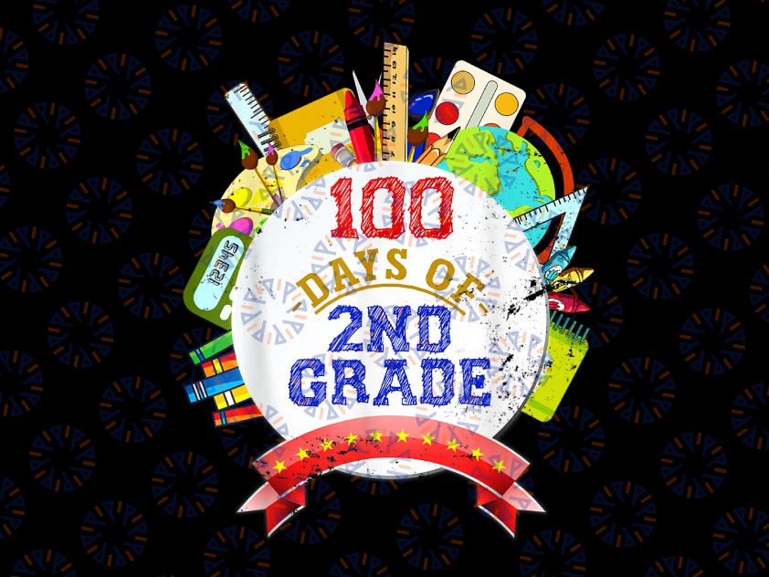 2nd Grade School Teacher Student Gift Png, 100th Day Of School Png, 100 Days of 2nd Grade PNG, Second Grade, 100th Day