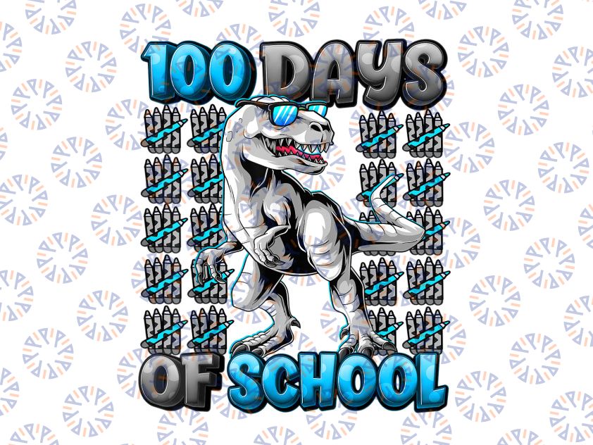 100 Days Of School T-rex PNG, Kindergarten Png, Boys School Png, School Party Png, 100th Day of School Png