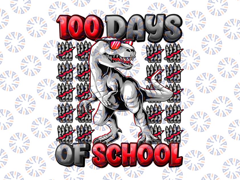 100 Days Of School T-rex PNG, Kindergarten Png, Boys School Png, School Party Png, 100th Day of School Png