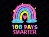 100 Days Smarter PNG, Happy 100th Day of School Rainbow Png, Teacher 100 Days Smarter Rainbow Png, Hearts Png