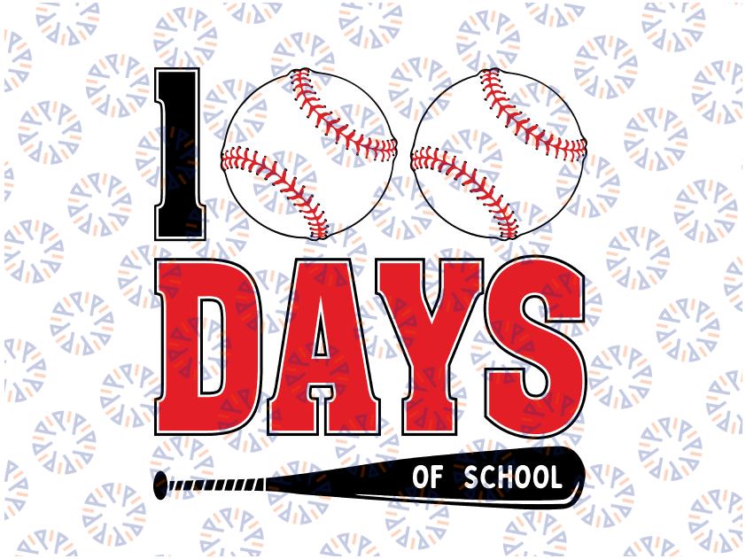 100 Days of School Baseball Svg, Teacher Kids 100th Day Of School svg png, Funny Svg, Baseball Svg File for Cricut, Png, Dxf