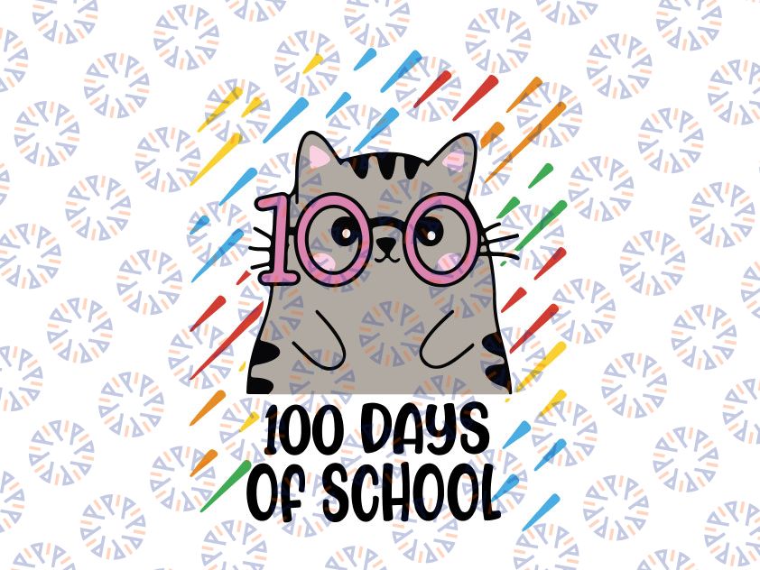 Happy 100th Day Of School 100 Days Of School Cute Cat 100 Days SVG | 100th Day SVG | Svg Files for Cricut | Silhouette Files