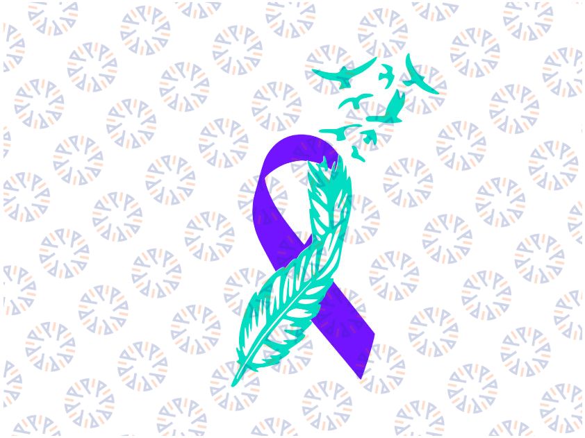 Suicide Awareness Ribbon SVG, Suicide Prevention Svg, Feather Ribbon Svg, Suicide Loss Svg, Cricut Cut Files, Silhouette, Svg Dxf Png Jpeg