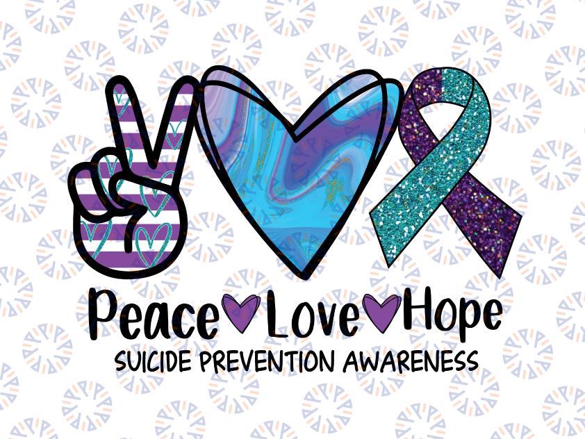 Peace Love Hope Suicide Prevention Leopard PNG, Awareness Ribbon, Suicide Awareness, Teal Purple, Print File for Sublimation Or Print