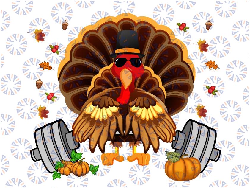 Funny Turkey Weightlifting Png, Thanksgiving Day Png, Turkey Fitness Png, Family Matching png, Thanksgiving Png