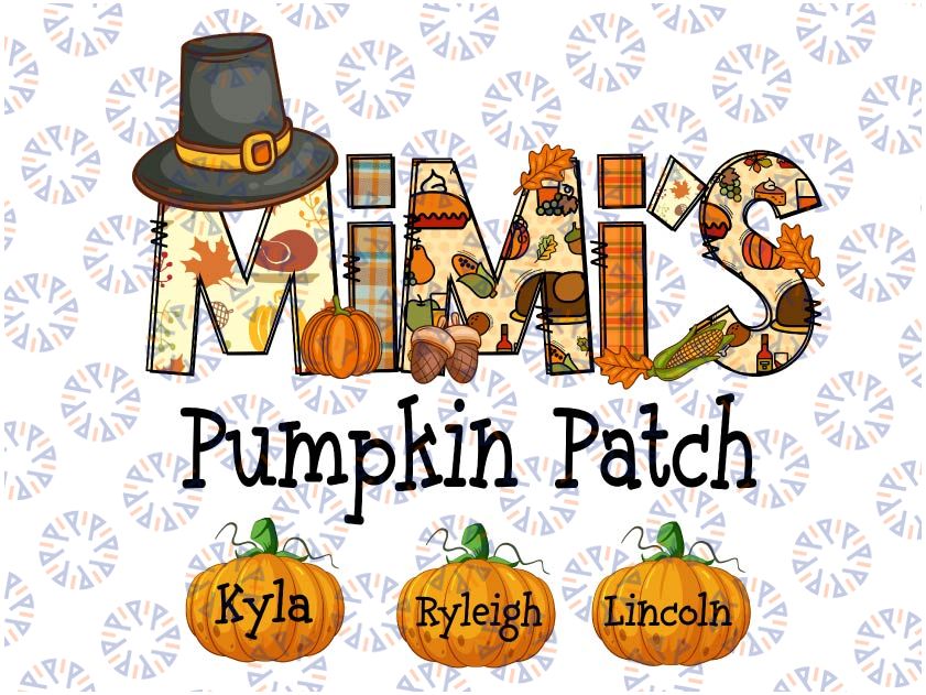 Personalized Gigi Pumpkin Patch Png, Mimi Nana Gigi Grandma Custom Kidnames Png, Custom Grandma Nana Mimi Autumn, Grandma png with Grandkids Names, Fall Mimi Png