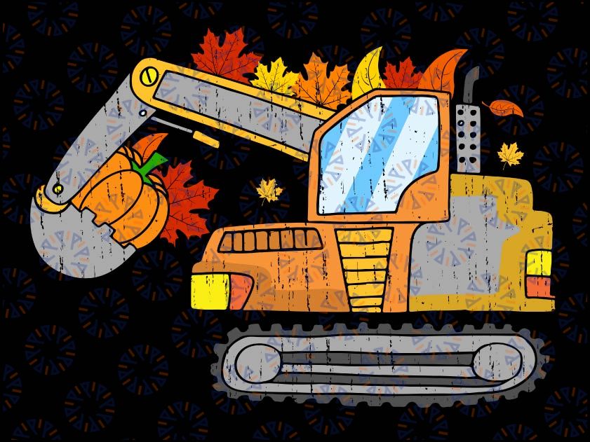 Construction Vehicle Thanksgiving Svg Png, Pumpkin Fall Autumn Svg , Excavator PNG Fall Pumpkin Png Excavator Pumpkin Digital Download