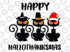 Happy HalloThanksMas Black Cats thanksgiving Thanksgiving Christmas svg, cat Clipart, Fall PNG, Halloween Svg png, Christmas PNG, Sublimation Design