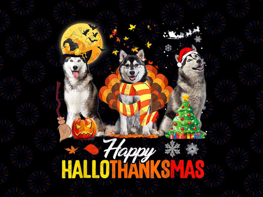 Husky PNG/ Husky Dog png/ Xmas png / Husky Dog Happy Hallothanksmas/ Thanksgiving Xmas png