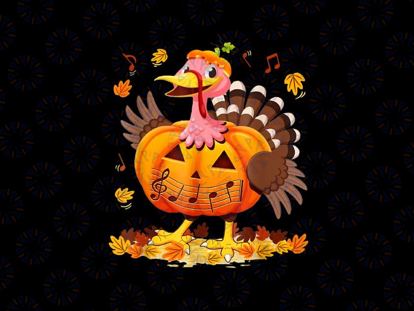 Music Notes Turkey Costume Pumpkin PNG, Thanksgiving PNG, Funny Thanksgiving PNG, Fall Png, Happy Fall Y'all Png Sublimation Design