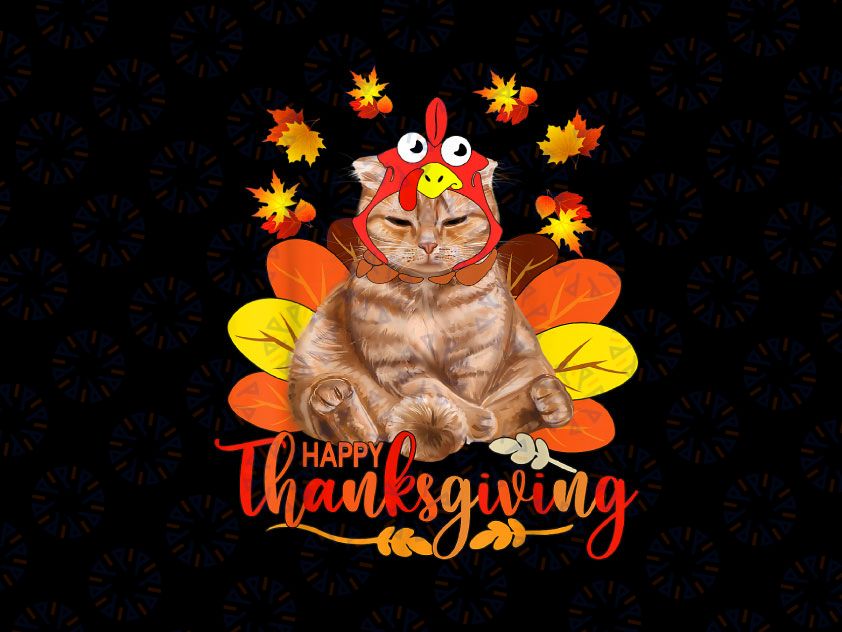 Turkey Cat PNG, Funny Thanksgiving PNG, Cat Lovers Gift, Thanksgiving Png Design png Sublimation