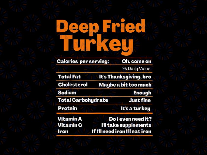 Deep Fried Turkey PNG, Thanksgiving Nutrition Facts PNG, Funny Thanksgiving Png- Thanksgiving Food Png- Holiday Family Png