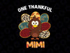 One Thankful Mimi Turkey Fall Floral Leopard PNG Printable File | Thanksgiving PNG | Sublimation Digial Download