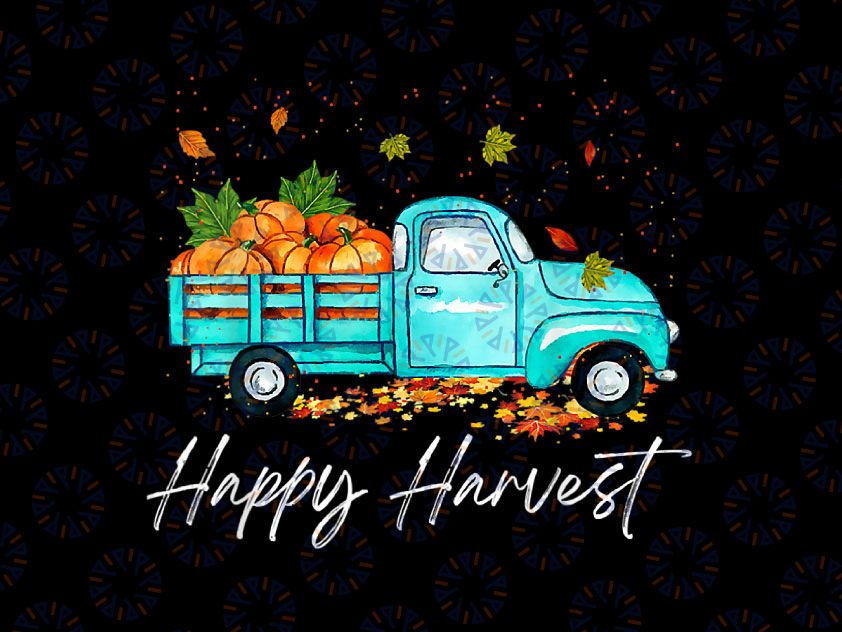 Happy Harvest Png, Pumpkin Truck Png, Fall Png, Pumpkins Png, Vintage Truck Png, Autumn png Sublimation Digital Download