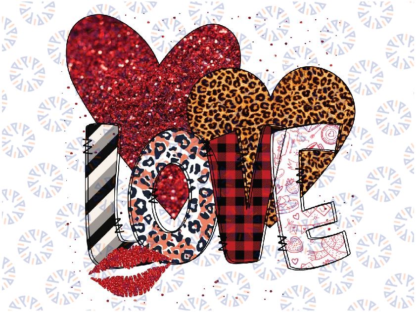 Love Valentine PNG, Valentine Sublimation Design, Love PNG Sublimation Design, Red Love Glitter Heart Print PNG, Valentine's Day