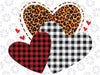 Three Leopards Plaid Red Hearts Valentines Day Womens Girls Png, Leopard Buffalo Plaid Design Png, Sublimation Designs Downloads