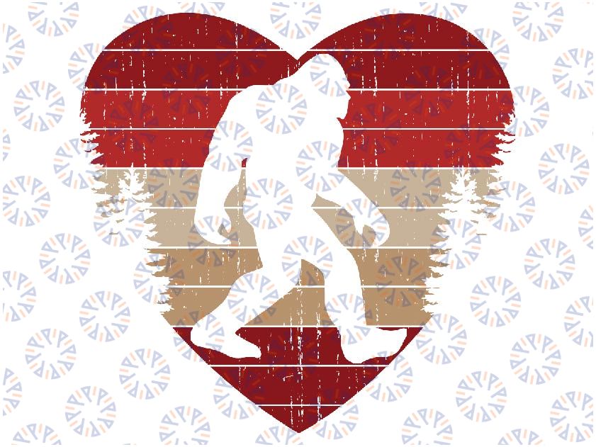 Bigfoot Heart Valentine's Day Boys Girls Love Sasquatch Svg, Bigfoot Heart Svg, Valentine's day Svg, Sublimation Design