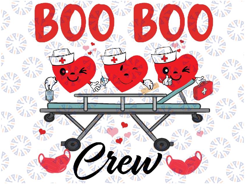 Boo Boo Crew Valentine's Day Heart Nurse Png, Boo Boo Crew Nurse Valentine' Day Heart PNG File For Sublimation