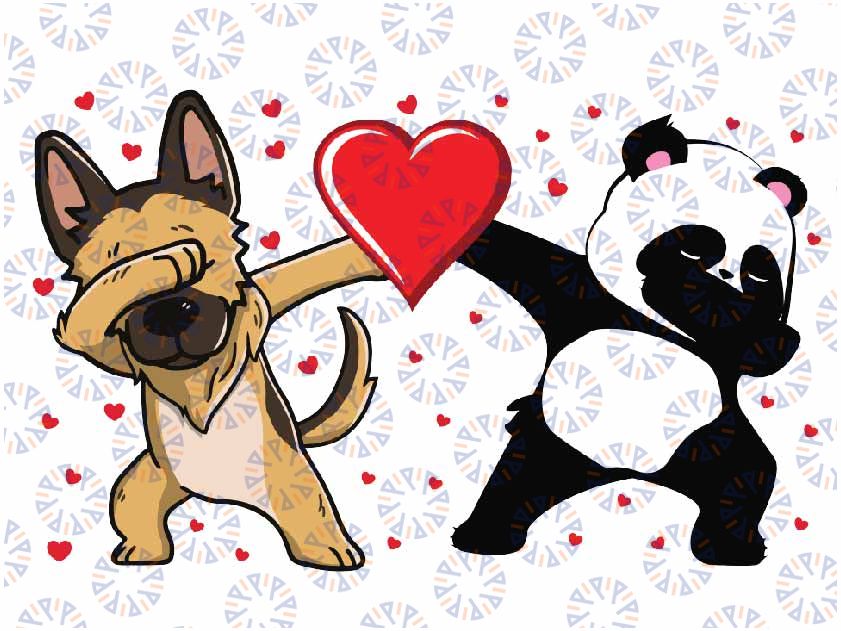 Dabbing Dog Panda Heart Funny Valentines Day valentine’s day Svg, png, Valentine Png, Horse Love Heart Valentines Day Cricut File