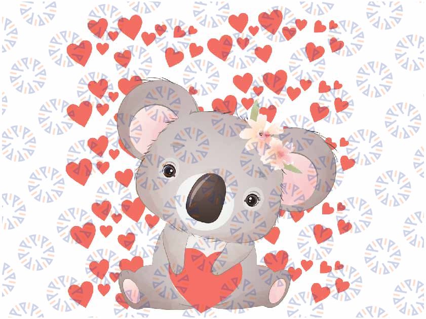 Koala Valentine's Day Red Heart's For Koala Lover Png, Valentine's Day Design, Cute Animals Png, Digital Download