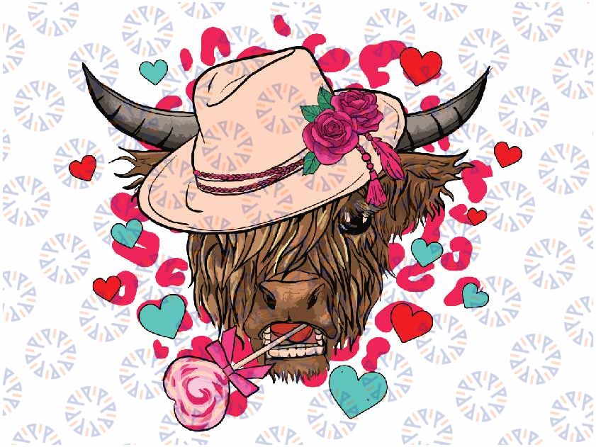 Heifer Valentine Png, Highland Cow Valentine Png ,Valentine Day Western Country Png ,Love Cow Valentines Day Png