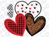 Girls Valentines Day Hearts Love Leopard Red Plaid Png, Cheetah Leopard Love Heart Png, Digital Download