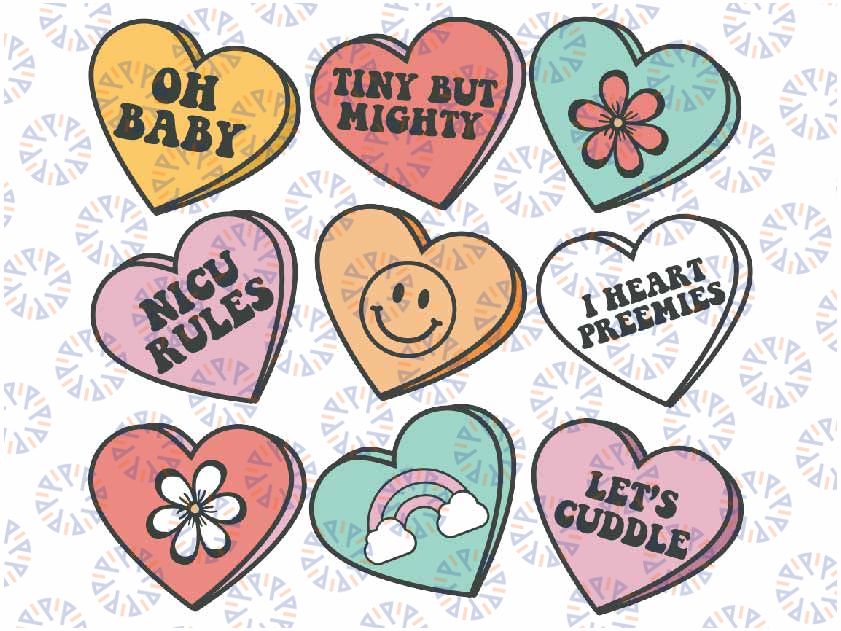 Vintage Heart Candy NICU Nurse Valentine's Day Svg, Conversation Valentines Heart Candy Svg, Valentine Day, Digital Download