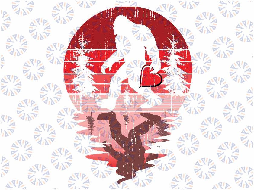 Bigfoot Heart Valentines Day Boys Men Love Sasquatch Believe Png, Bigfoot Heart Png, Valentine's day Png, Sublimation Design