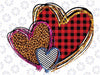 Girls Valentines Day Hearts Love Leopard Plaid Png, Three Hearts Leopard Valentine's Day Png, Valentine Day, Digital Download
