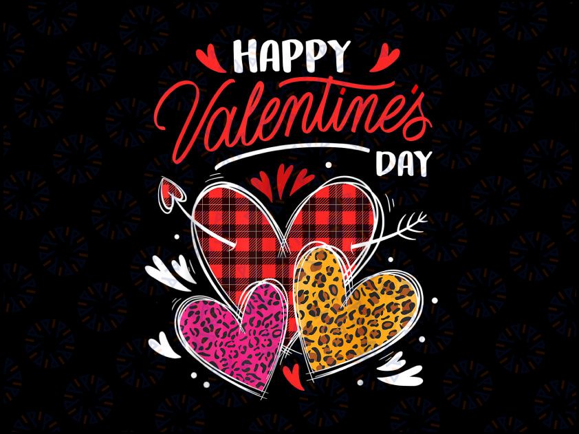 Happy Valentine's Day PNG, Three Leopard And Plaid Hearts Girls Png, Gold Pink Leopard Heart png, Valentine Sublimation Designs Downloads