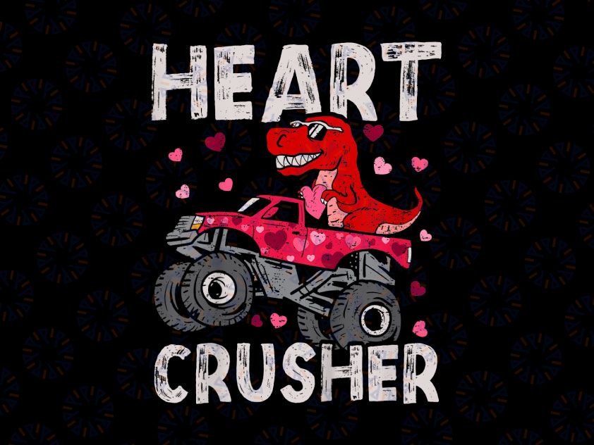 Kids Dinosaur Monster Truck PNG,  T Rex Valentines Hearts Png, Valentine Png, Monster Truck Valentine Png, Valentine's Day, Valentines Day Png sublimation