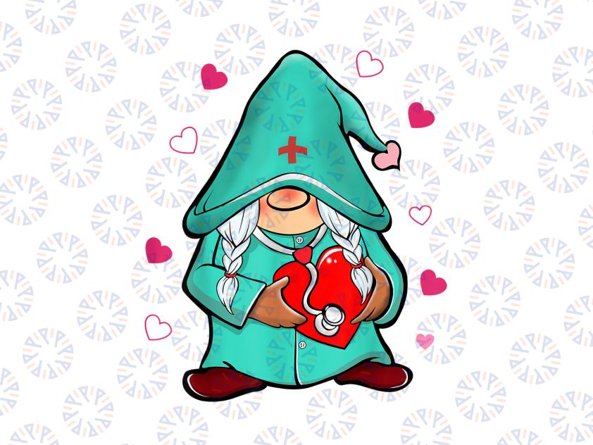 Valentine Gnomes Nurse Hearts Stethoscope Scrub PNG, Nurse Valentine Png, Nurse Png, Valentine, Gnomes Nurses Png, Valentine's Day Png, digital download
