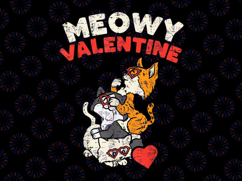 Meowy Valentine PNG, Cats Cute Kitten Png, Cat Valentines Day PNG, Cat Meow Christmas Clipart