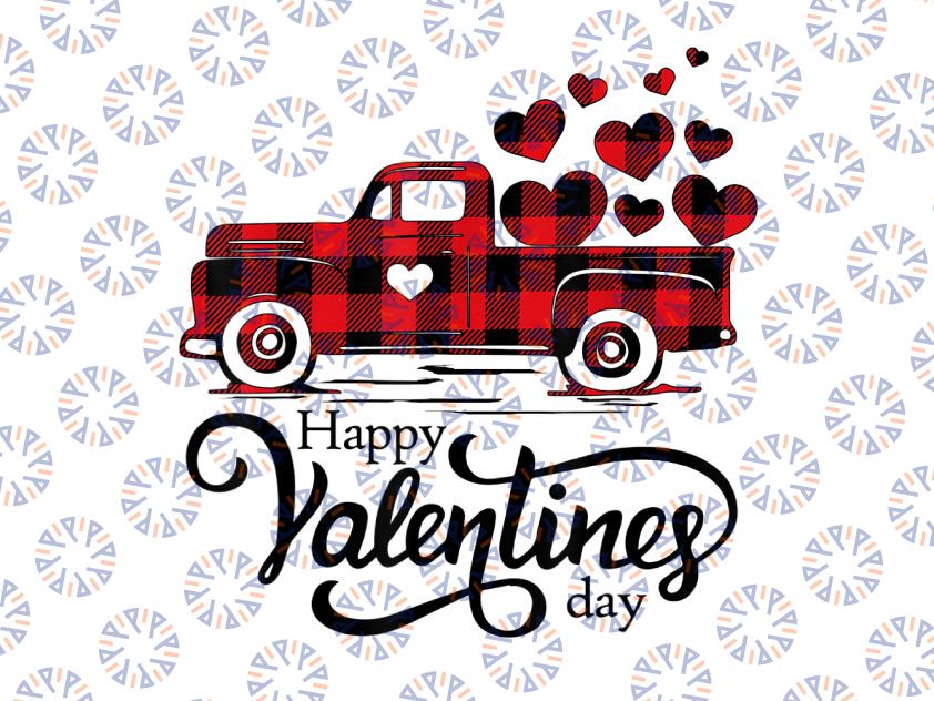 Happy Valentines Day Red Plaid Truck Png, Valentines Truck Png, Valentines vintage Truck ,Valentines Png, Valentine's Day Sublimation