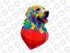 Cute Golden Retriever Heart Png, Dog Lovers Colorful Valentine Png, Golden Retriever with Heart, Valentines Day Png, Heart Png