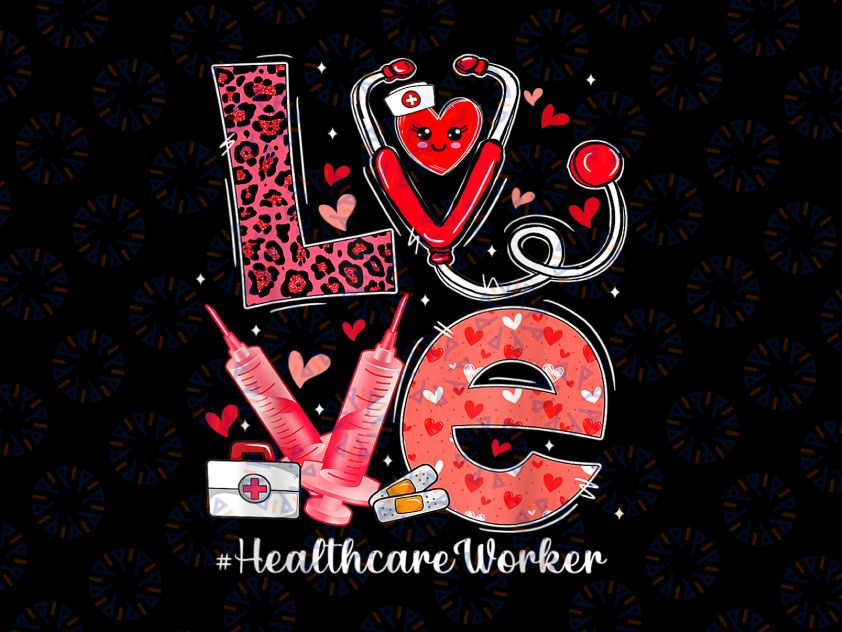LOVE Heart Stethoscope Png, Healthcare Worker Funny Valentine Day Png, Leopard Valentine Day 2022 Nurselife, Love Heart Stethoscope Png