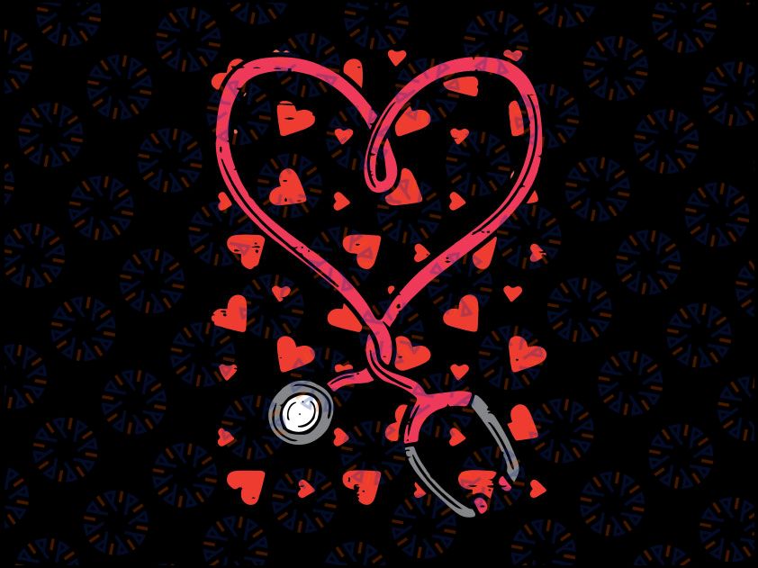 Heart Stethoscope SVG PNG, Cute Love Nursing Valentines Day Svg, Stethoscope Heart Png, Essential Worker, Clipart Vector , DXF Eps