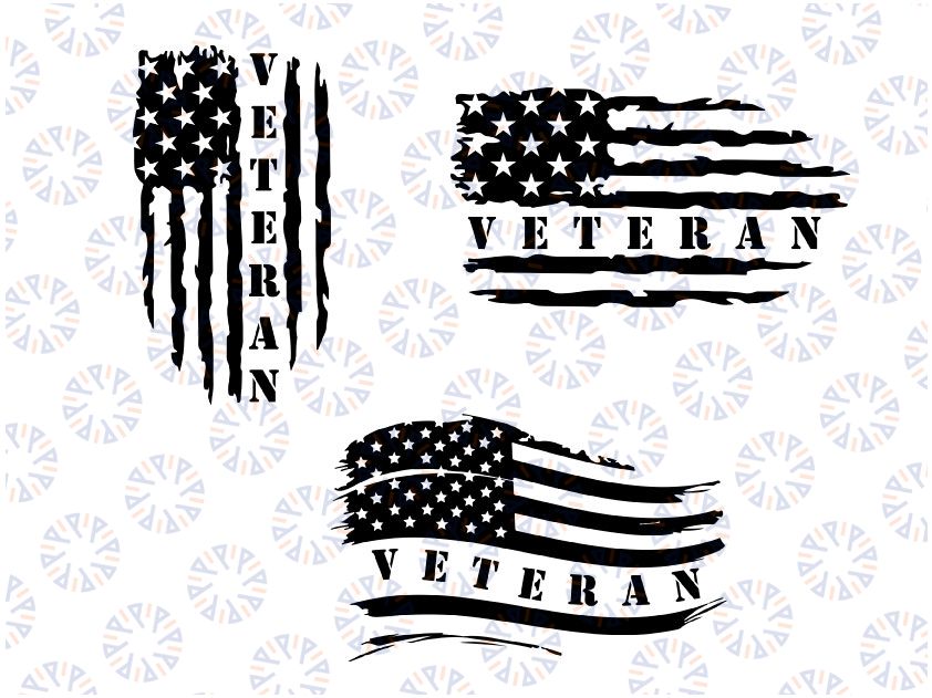 Distressed American Veteran Flag Digital Cut File - Digital Files - Flag Veteran SVG - DXF - Flag EPS - png - Veteran Flag Vector Clipart Veteran Day