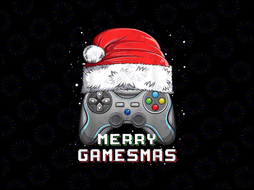 Merry Gamesmas PNG, Gaming Video Gamer Boys Kids PNG, Santa Hat Gamer Video Christmas Png, Game Lover Xmas Png Sublimation Digital Download