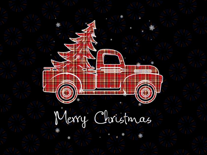 Merry Christmas Buffalo Truck Tree Red Plaid PNG, Christmas truck tree Png, Merry Christmas Png Sublimation Digital Download