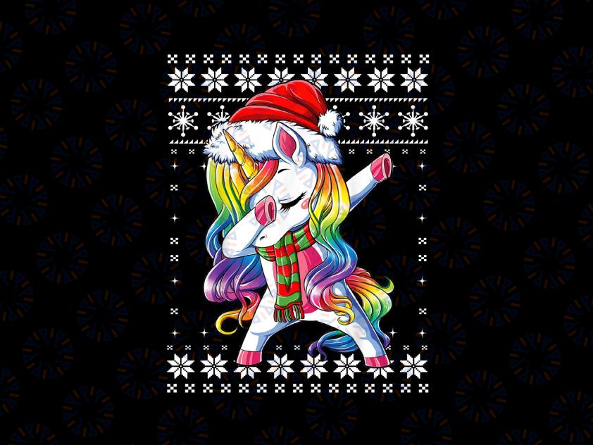 Dabbing Unicorn Santa Png, Christmas Ugly Kids PNG, Christmas dabbing unicorn Png, Unicorn Png Sublimation Design Downloads