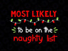 Most Likely to Be on the Naughty List SVG, PNG, Christmas Svg, Winter Svg, Holiday Svg Cut File, Silhouette, PNG Sublimation Printing