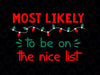 Most Likely to Be on the Nice List SVG, PNG, Christmas Svg, Winter Svg, Holiday Svg Cut File, Silhouette, PNG Sublimation Printing