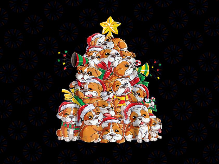 English Bulldog Christmas Tree Dog Xmas PNG, Funny Bulldog Christmas, Christmas png Sublimation Digital Download