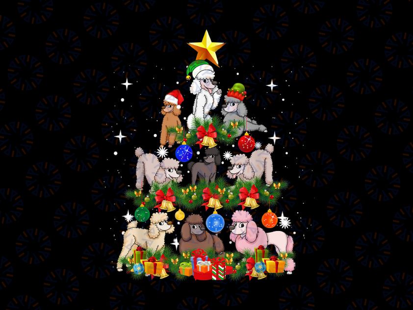 Cute Poodle Dog Christmas Tree PNG, Xmas PNG, Funny Poodle Christmas, Christmas png Sublimation Difgital Download