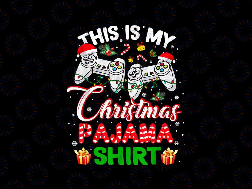 This is My Christmas Pajama Santa Hat Gamer Video Game PNG - Game Lover Xmas Png, Gaming Pajama Png Sublimation