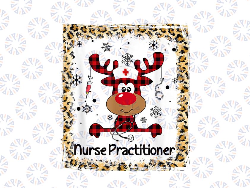 Bleached Nurse Practitioner Reindeer Christmas PNG, Reindeer Nurse Practitioner Png, NP Christmas Scrub Life Nursing Png