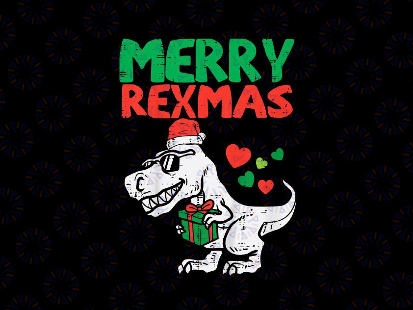 Merry Rex-Mas png, Merry Christmas T-Rex Dinosaur PNG, Santa Dinosaur png, Dinosaur Christmas png,  Funny Christmas Png