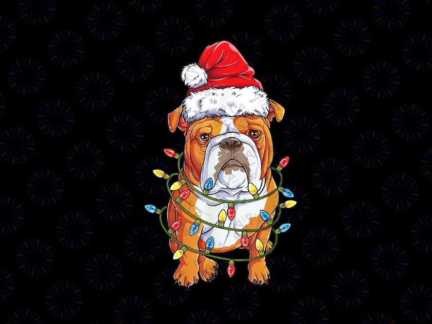 English Bulldog Christmas Tree PNG/ Xmas Gifts / Merry Christmas PNG / Happy Holidays / Santa Claus PNG Sublimation